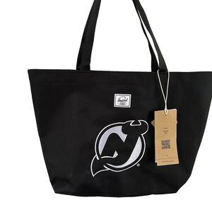 Herschel Classic Black Tote Bag with Embroidered New Jersey Devils Logo NEW